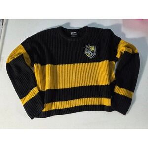Harry Potter Hufflepuff Striped Sweater Gryffindor Crest Black Yellow Knit S